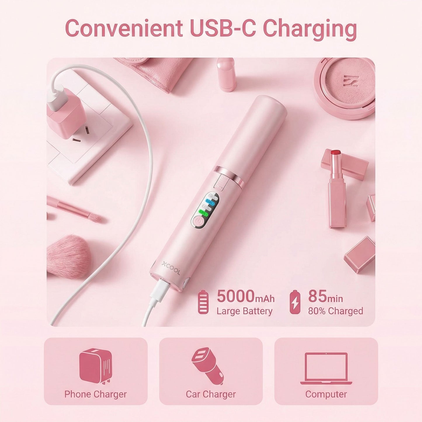 XCOOL Cordless Hair Straightener and Curler 2 in 1 Mini