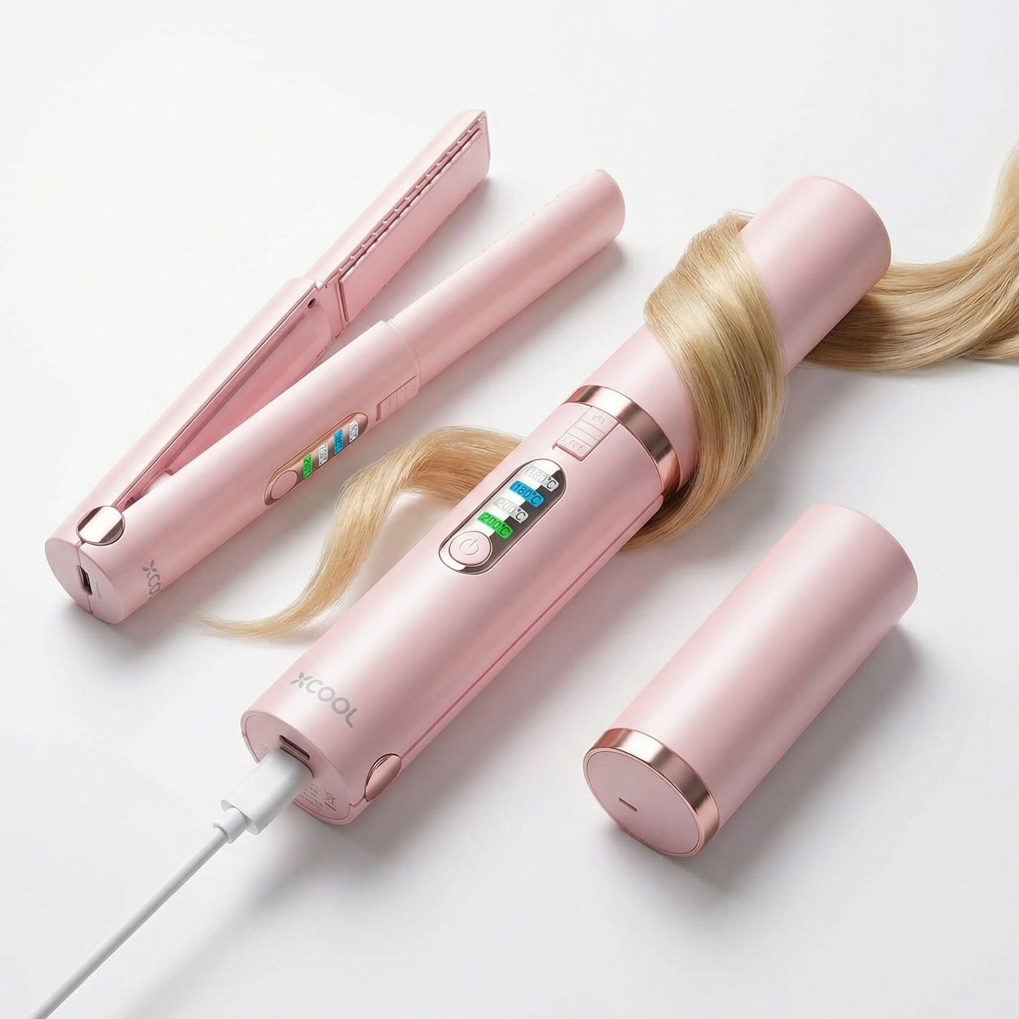 XCOOL Cordless Hair Straightener and Curler 2 in 1 Mini